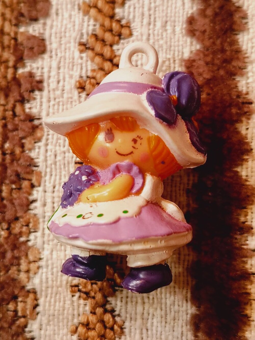 Vintage Charmkins Blossom 1.5" Mini Charm Purple Dress Hasbro 1980s